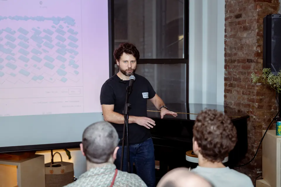 Andrew Werner speaking at the infra.nyc systems meet-up